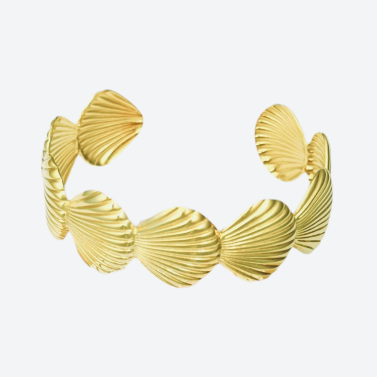 Gold Shell Bangle Bracelet