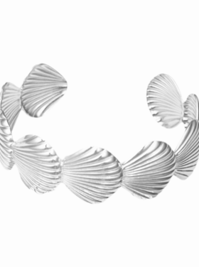 Silver Shell Bangle Bracelet