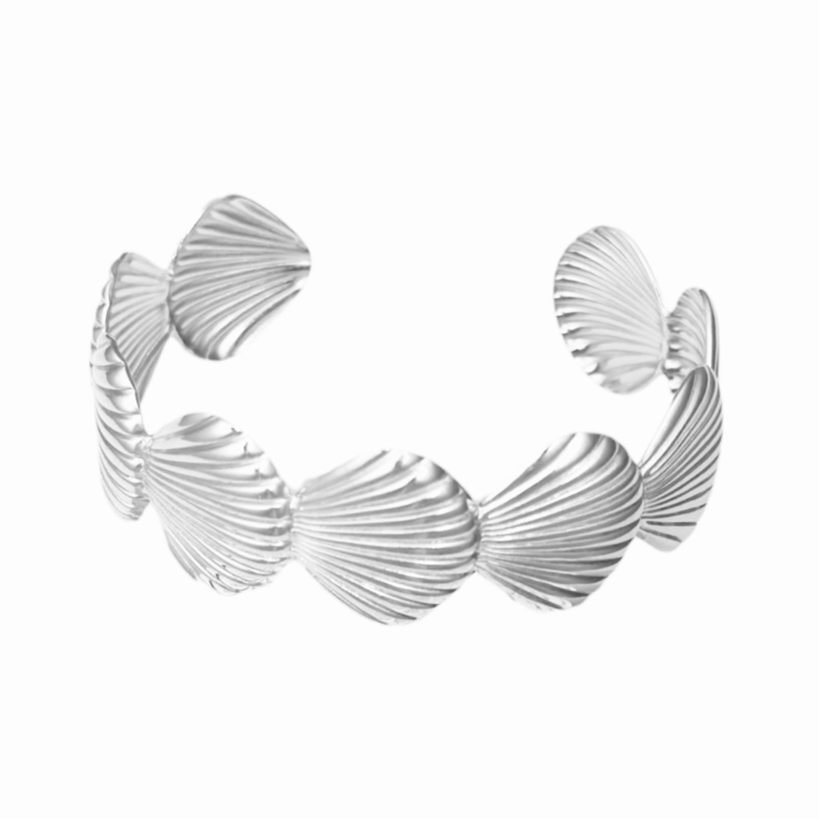 Silver Shell Bangle Bracelet
