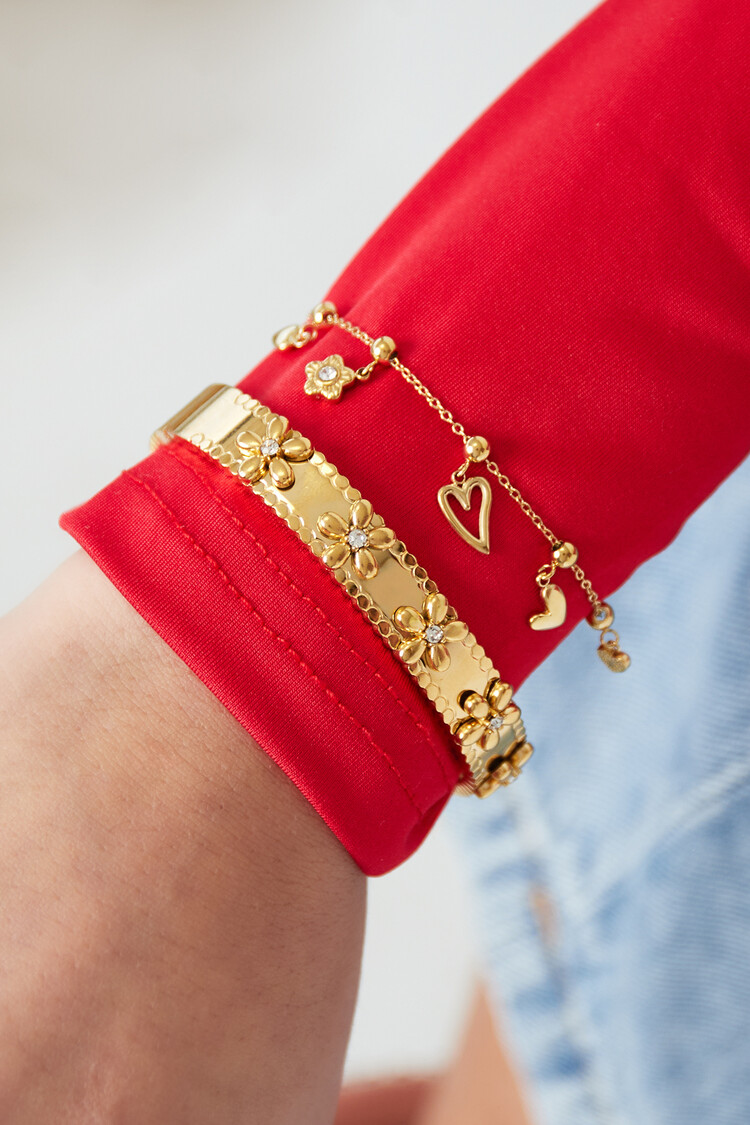 Silver Flower Party Bangle Bracelet