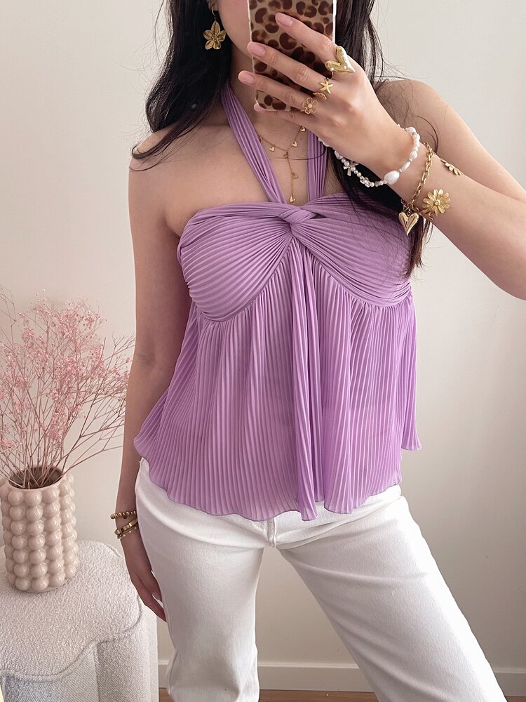 Klara Pleated Halter Top / Purple