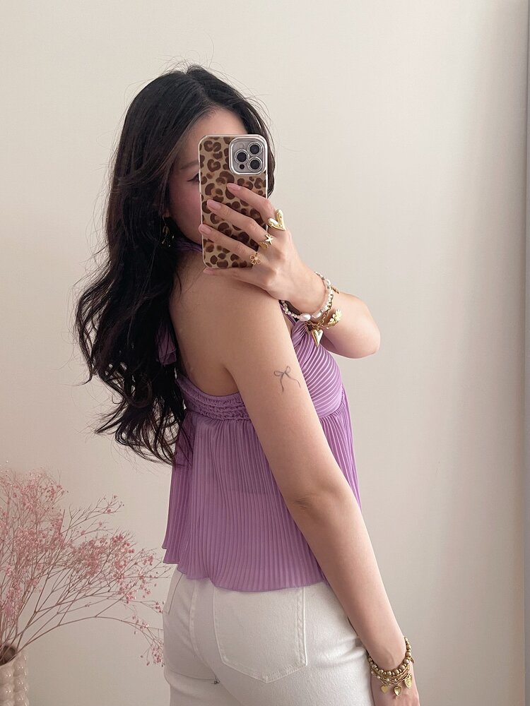 Klara Pleated Halter Top / Purple