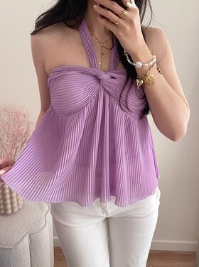 Klara Pleated Halter Top / Purple