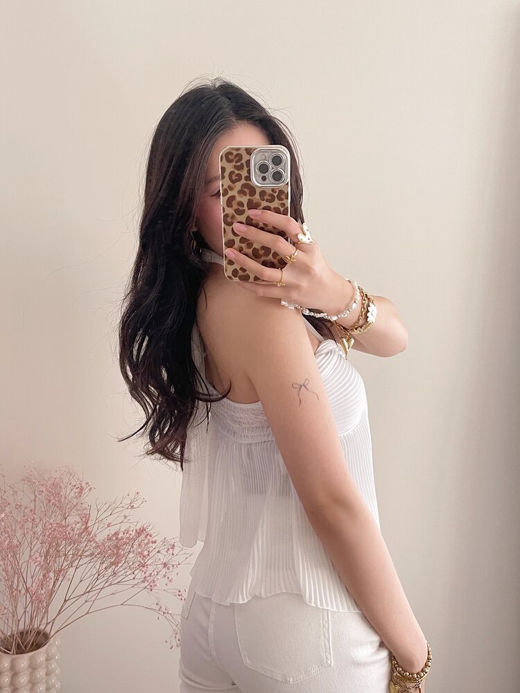 Klara Pleated Halter Top / White