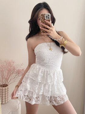 Aroha Lace Tube Dress / White