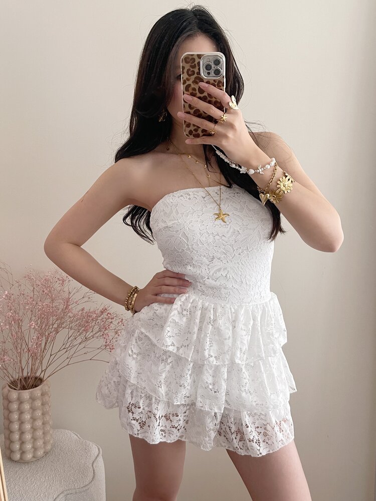 Aroha Lace Tube Dress / White
