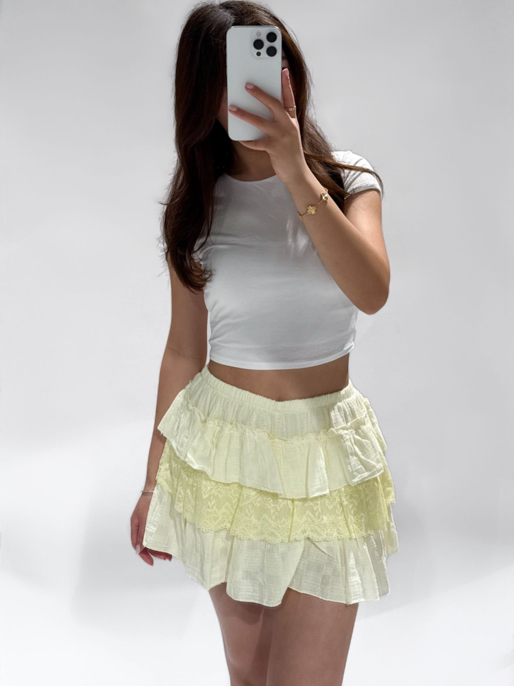 Vallie Ruffle Lace Skort / Light Yellow