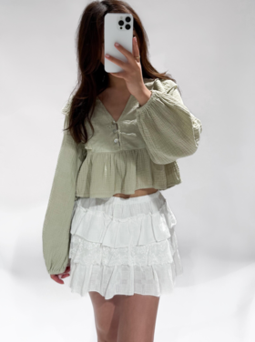 Millane Embroidered Blouse / Sage Green