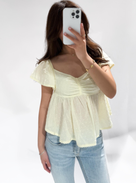 Jules Plumetis Dots Top / Light Yellow