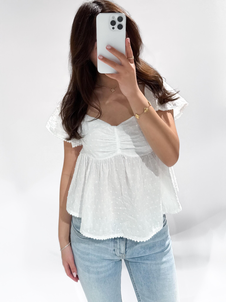 Jules Plumetis Dots Top / White