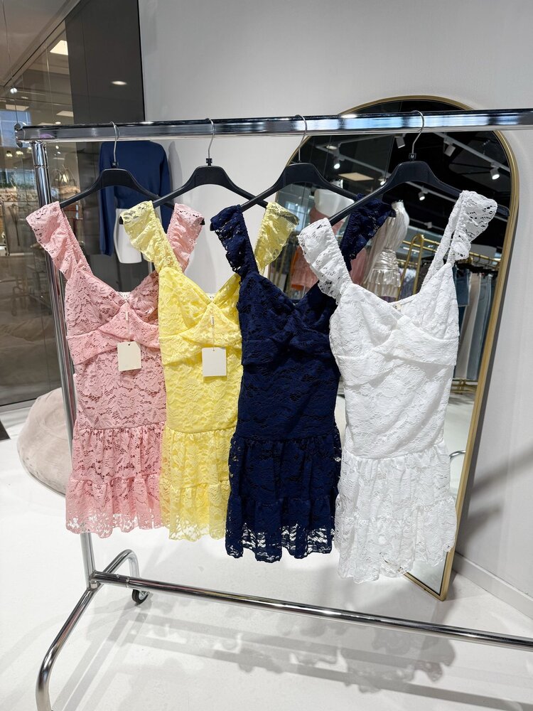 Gemma Lace Ruffle Dress / Navy Blue