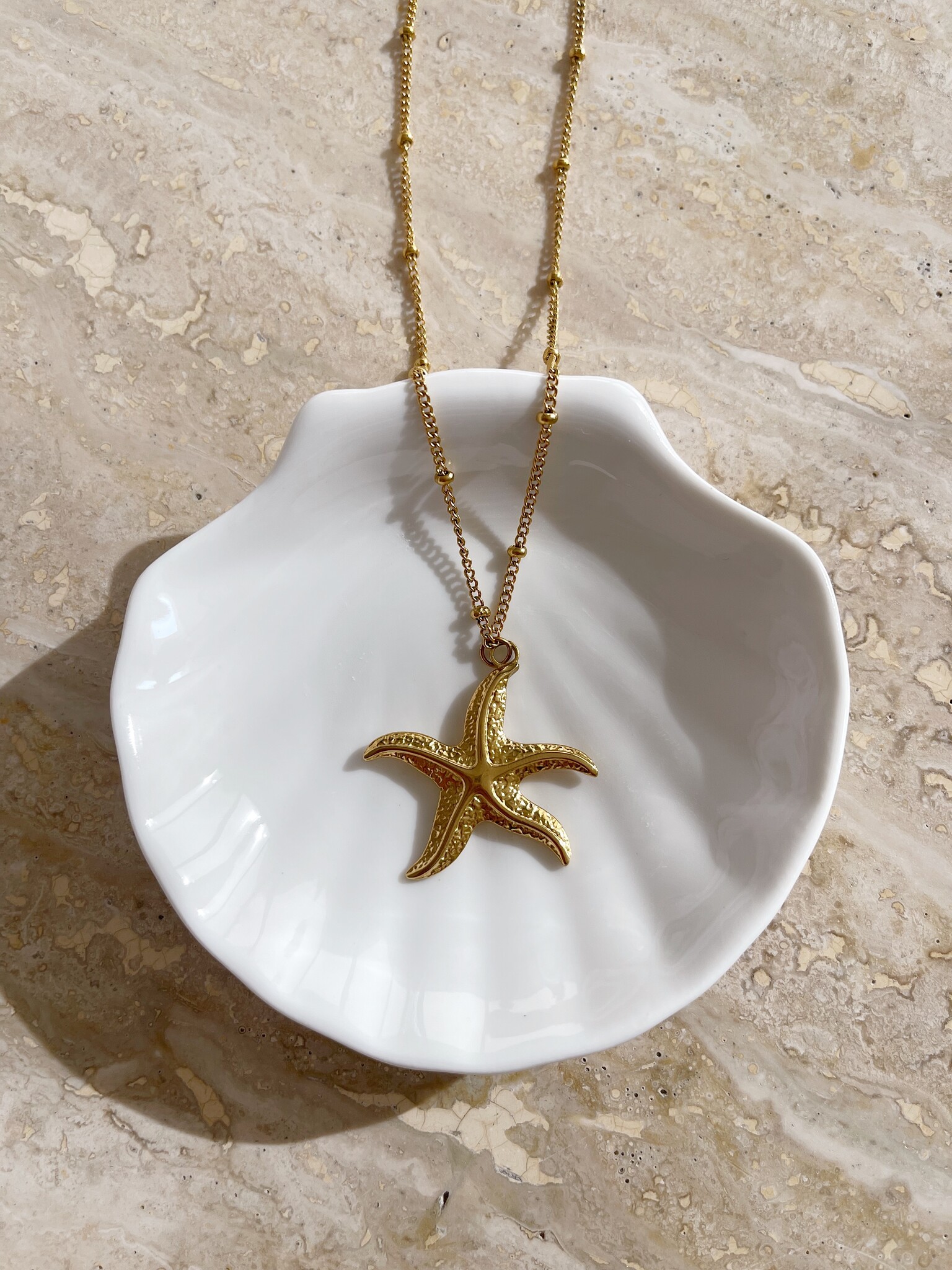 Gold Sea Star Long Necklace