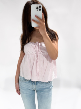 Nika Striped Halter Top / Light Pink