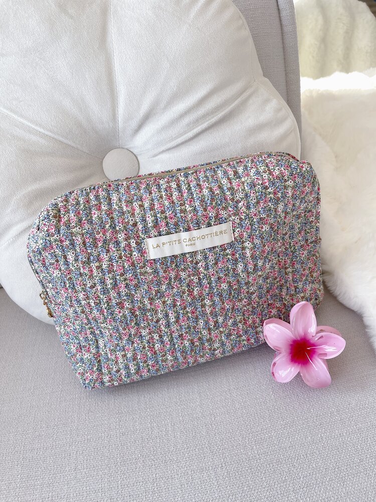 Marly Flower Toiletry Bag / Pink & Blue (Large)