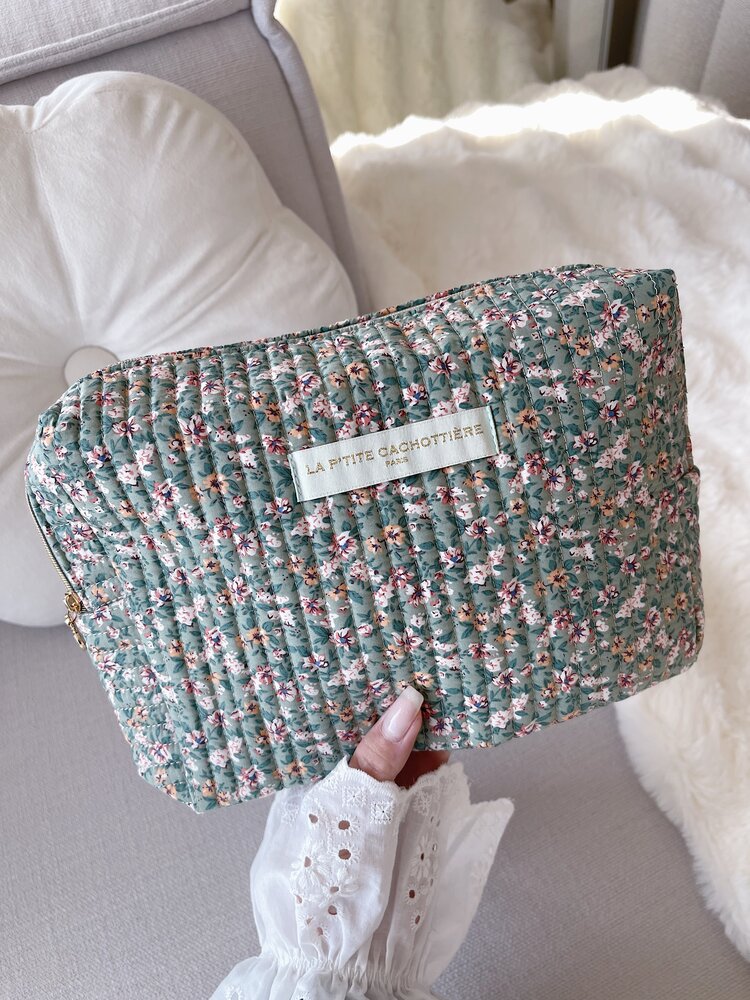Marly Flower Toiletry Bag / Sage Green (Large)