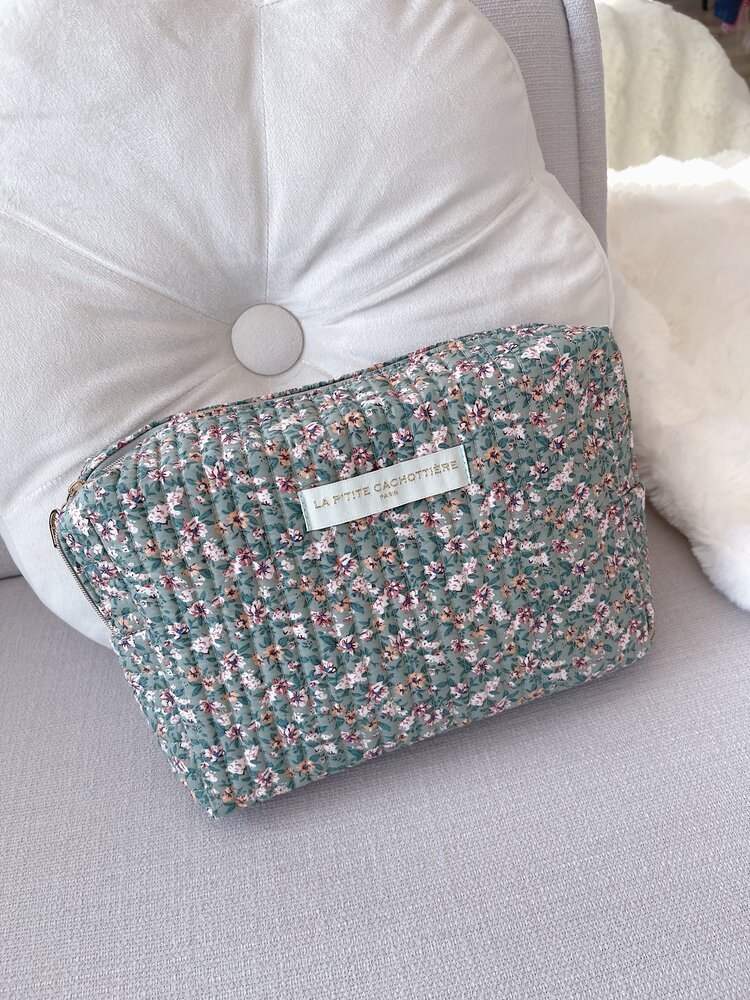 Marly Flower Toiletry Bag / Sage Green (Large)