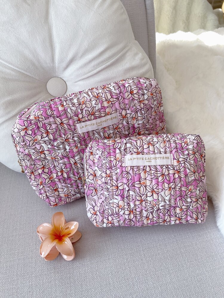 Marly Flower Toiletry Bag / Lemonade Pink (Large)