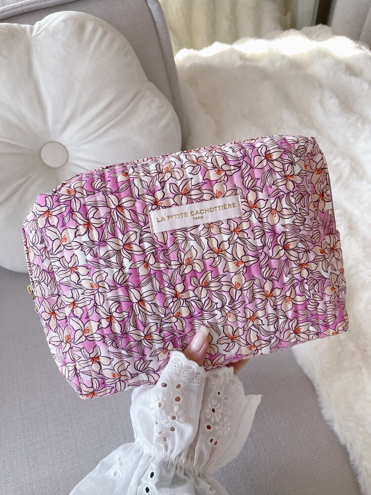 Marly Flower Toiletry Bag / Lemonade Pink (Large)