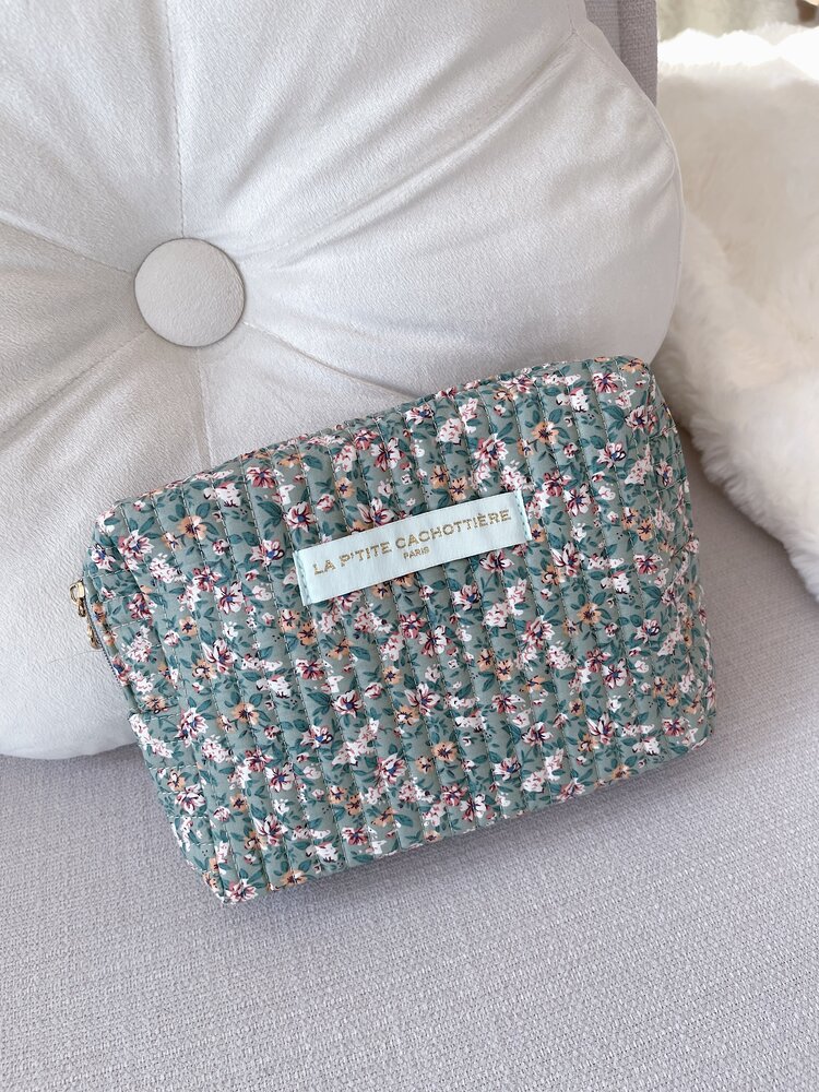 Marly Flower Toiletry Bag / Sage Green (Medium)