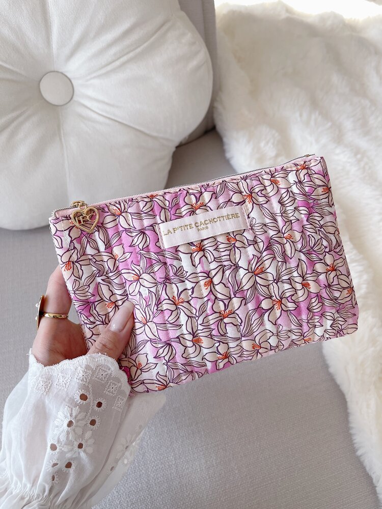 Lizzie Flower Pouch / Lemonade Pink