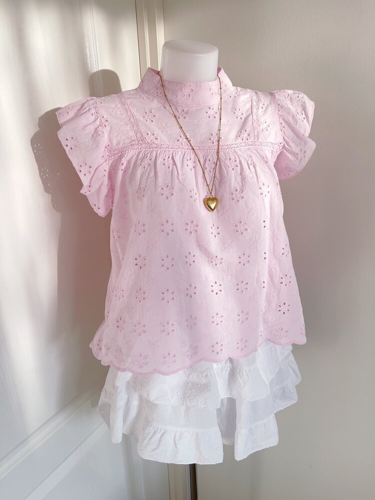 Alena Embroidered Top / Light Pink