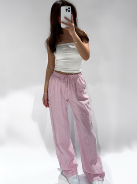 Suheda Striped Linen Tall Trousers / Pink