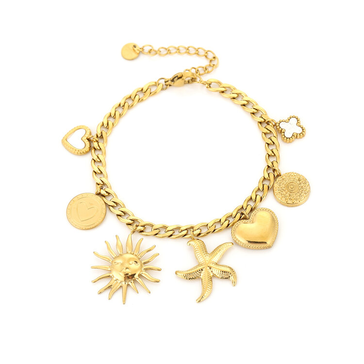 Gold Summer Sea Charm Bracelet