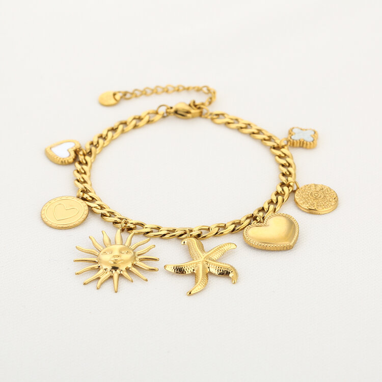 Gold Summer Sea Charm Bracelet