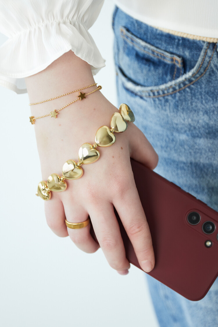 Gold Bubble Heart Phone Cord