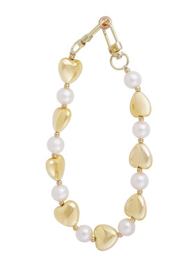 Gold Pearls & Hearts Phone Cord