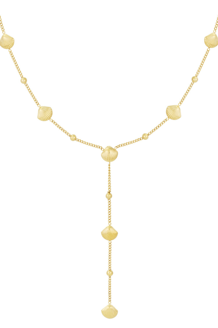 Gold Shell Drop Dots Chain Necklace