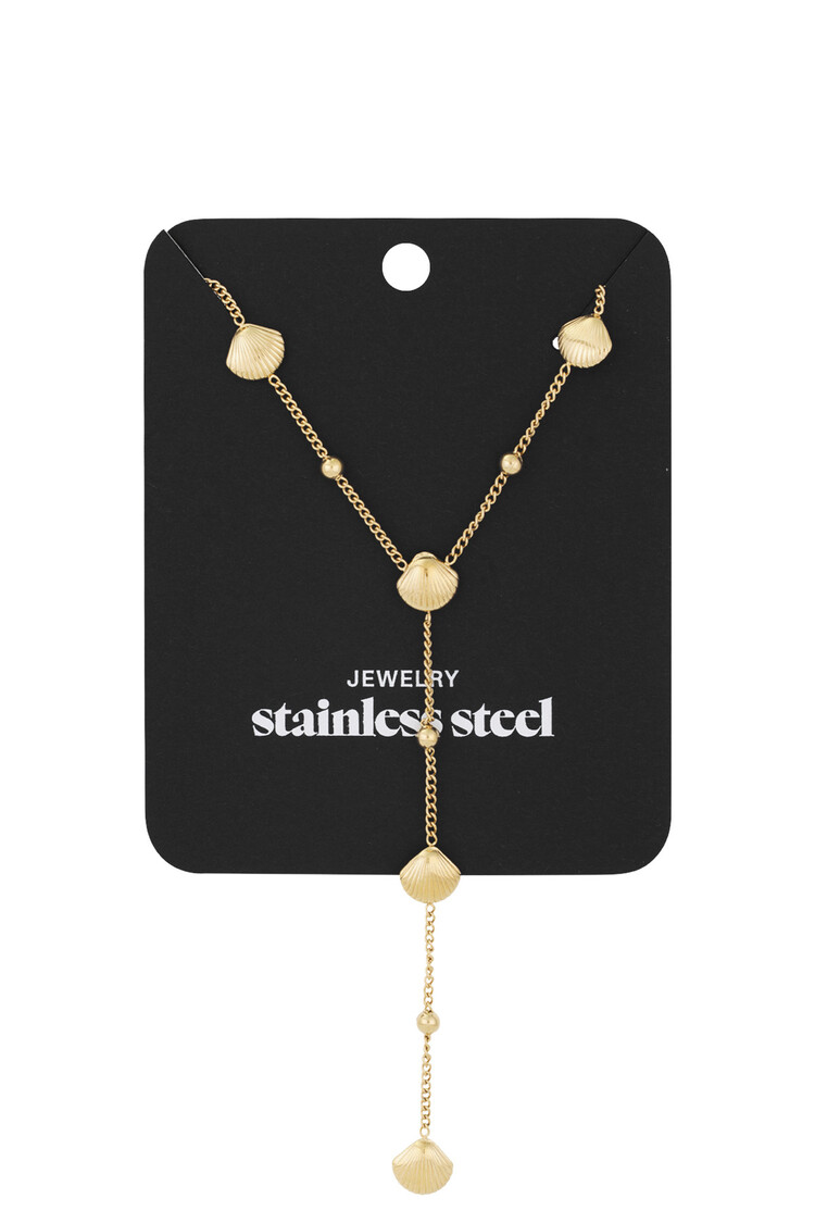 Gold Shell Drop Dots Chain Necklace