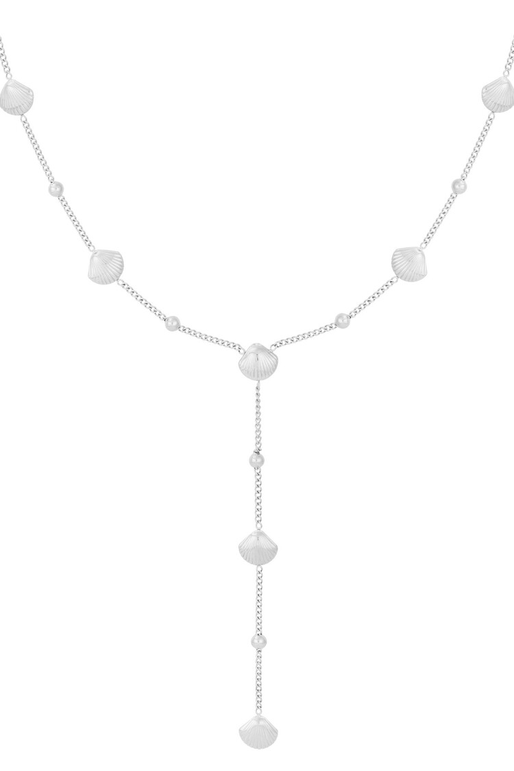Silver Shell Drop Dots Chain Necklace