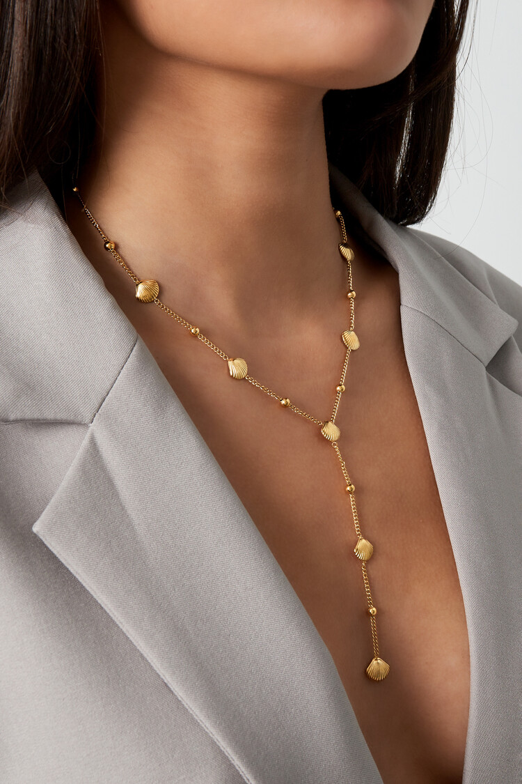 Silver Shell Drop Dots Chain Necklace