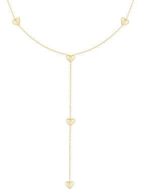 Gold Little Heart Drop Chain Necklace