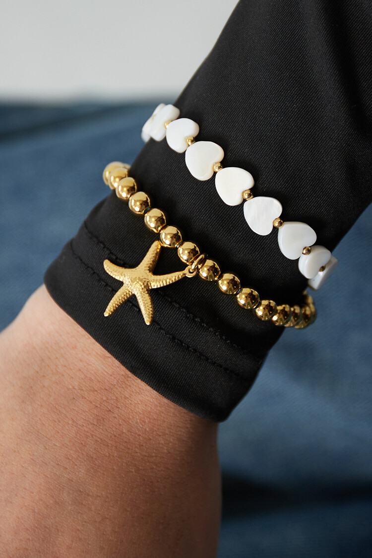 Gold Sea Star Basic Beads Bracelet