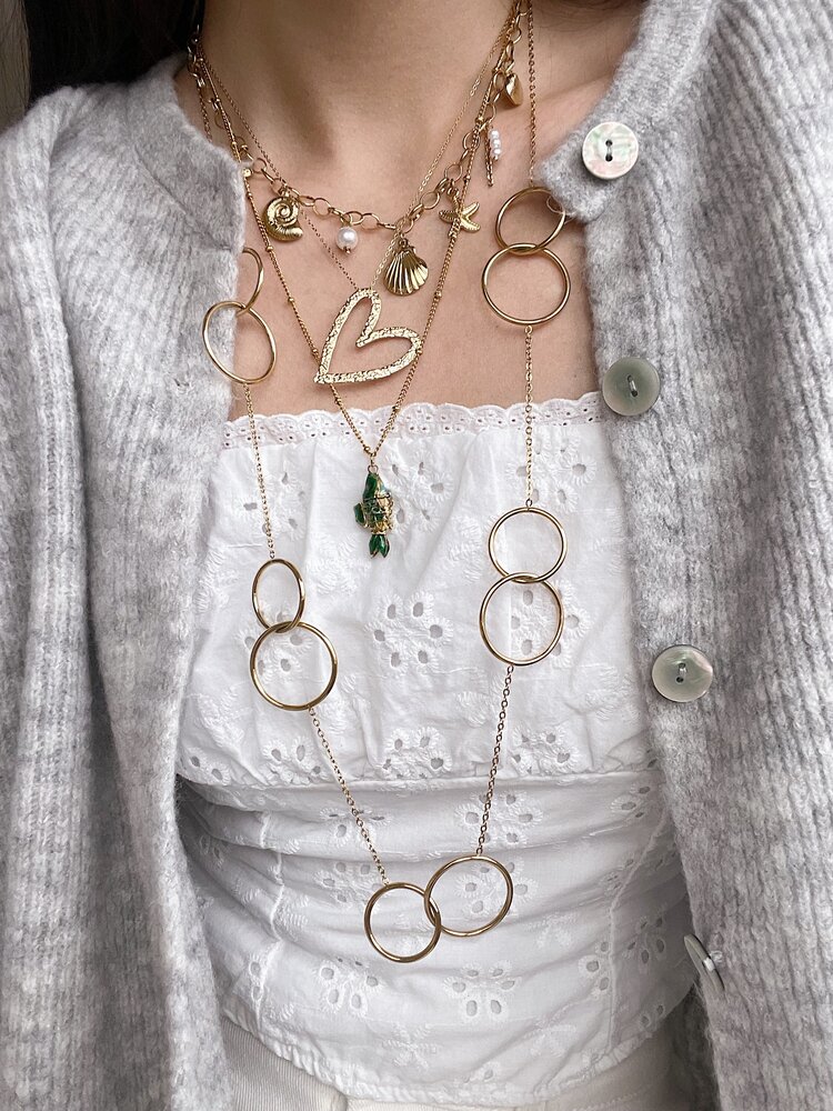 Gold Statement Open Heart Necklace