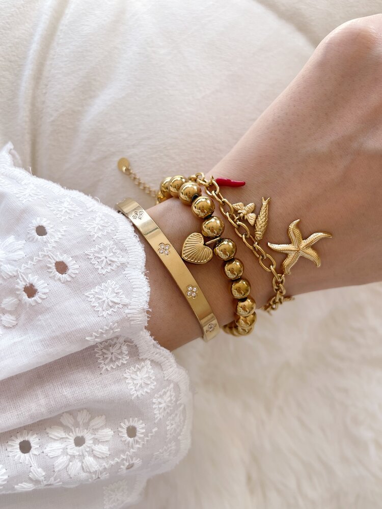 Silver Sea Star & Fish Charm Bracelet