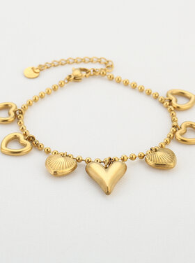 Gold Multiple Heart Charm Bracelet