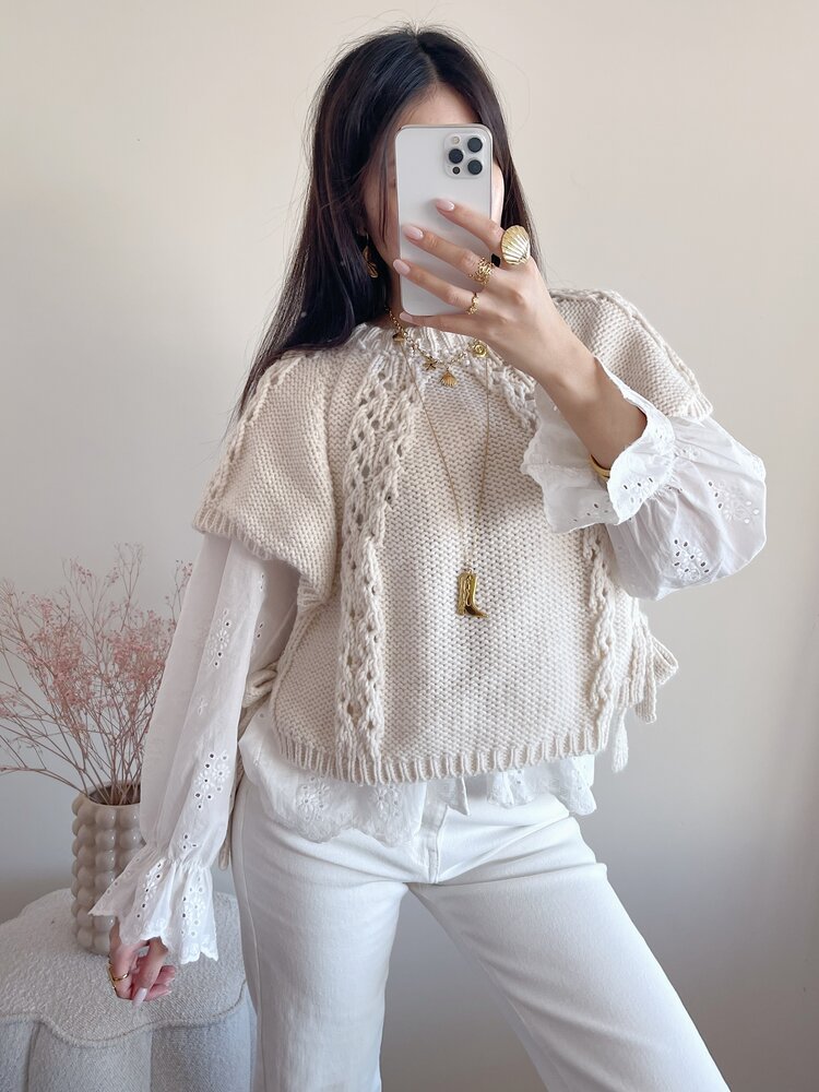 Nadira Bow Gilet Sweater / Beige