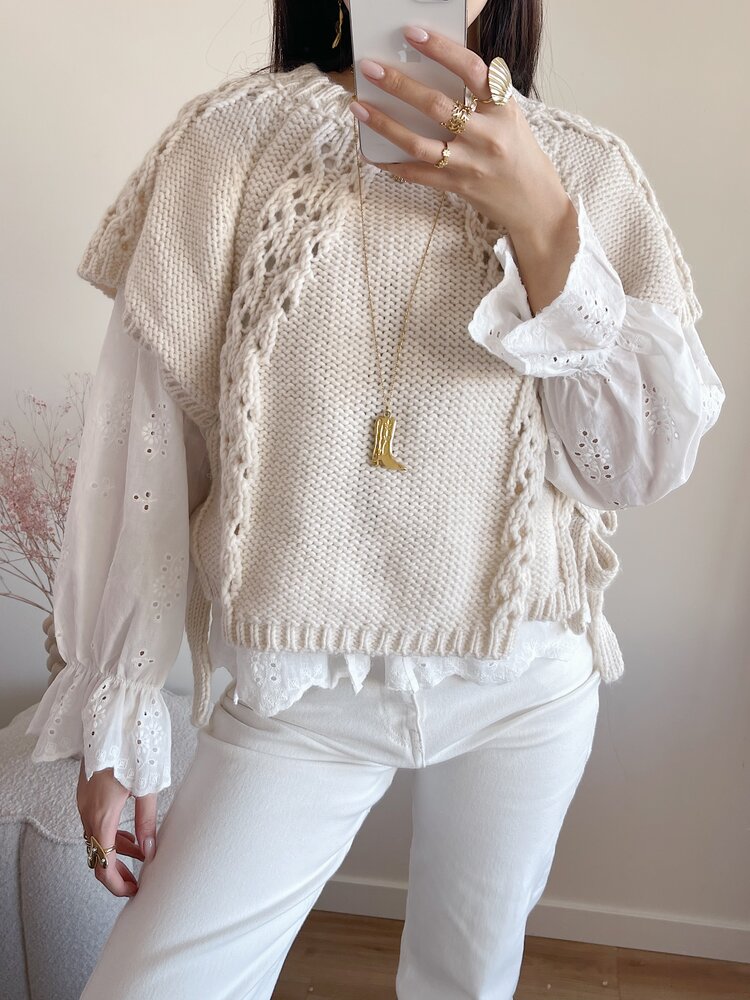 Nadira Bow Gilet Sweater / Beige