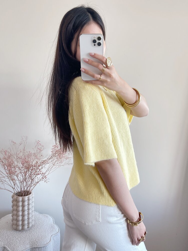 Izza Short Sleeve Cardigan / Yellow