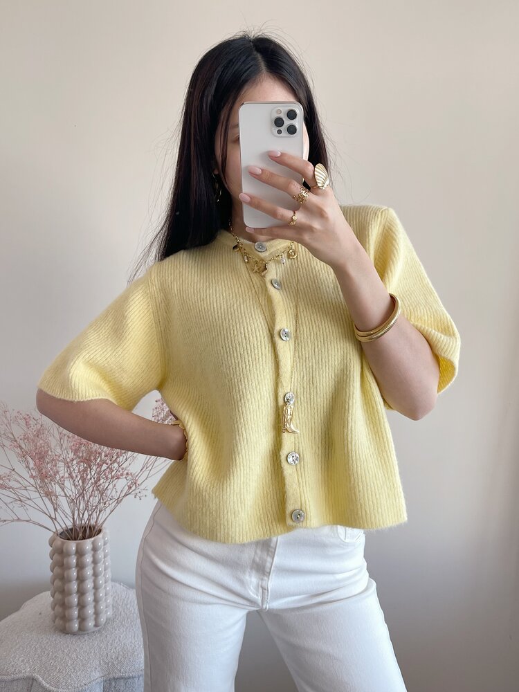 Izza Short Sleeve Cardigan / Yellow