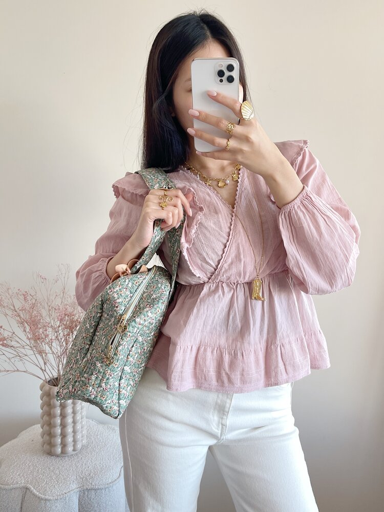 Acacia Flower Travel Bag / Sage Green