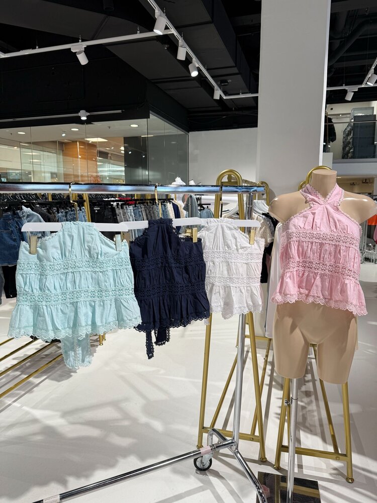 Mayte Embroidered Halter Top / White