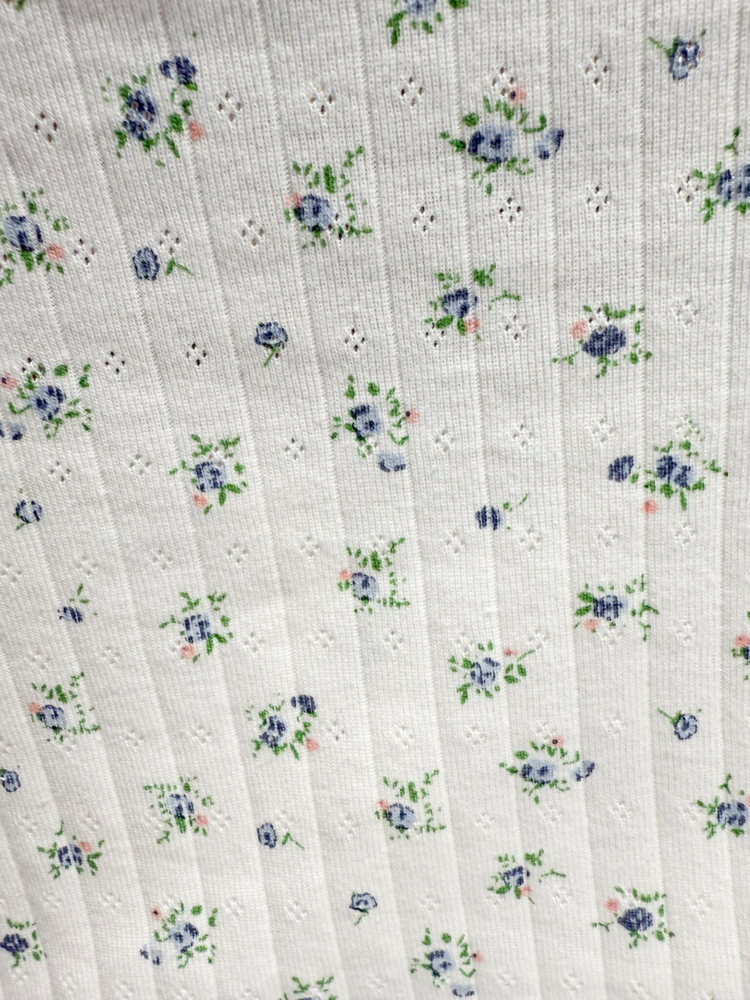 Shana Floral Round Neck Top / White