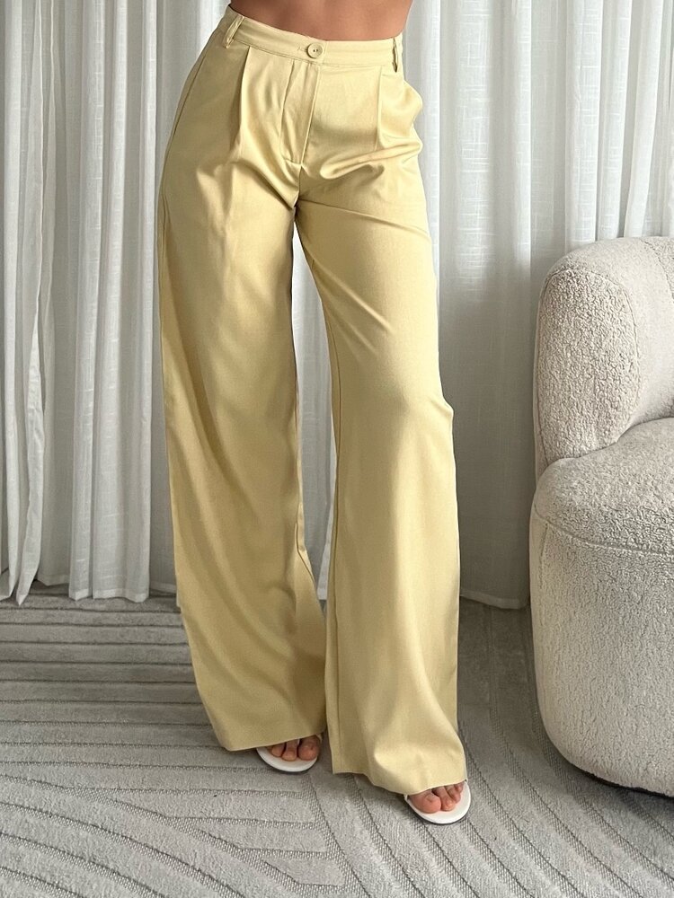 Sanya Wide Leg Trousers / Butter Yellow