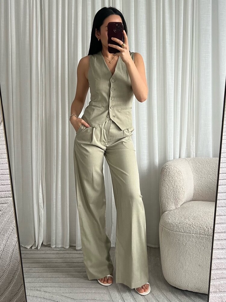 Sanya Wide Leg Trousers / Army Green