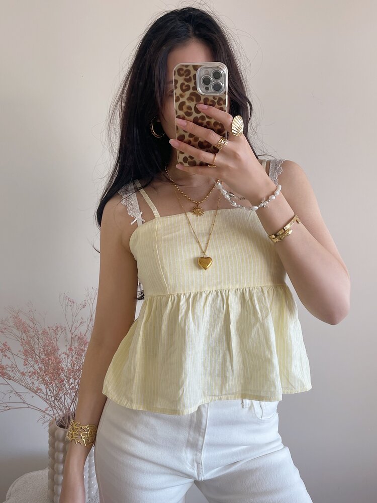 Suheda Striped Cami Top / Light Yellow