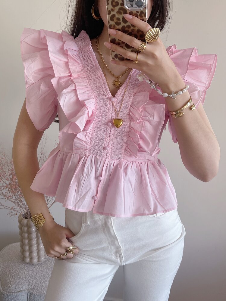 Emilia Ruffle Top / Light Pink